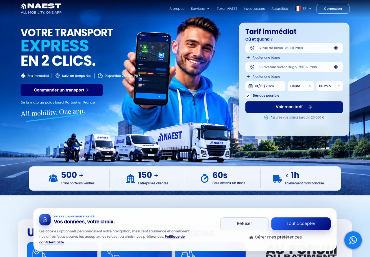 Capture du site public Naest Express